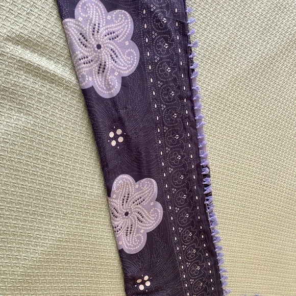 ECHO COTTON BLUE FRINGE SCARF SHAWL - Picture 6 of 14